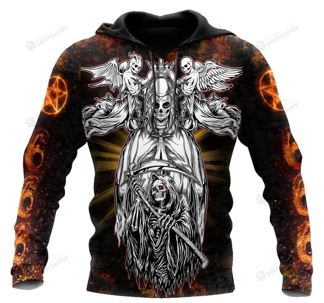 Personalized Skull Satan All Zip- Up - 3D Printed Pullover Hoodie