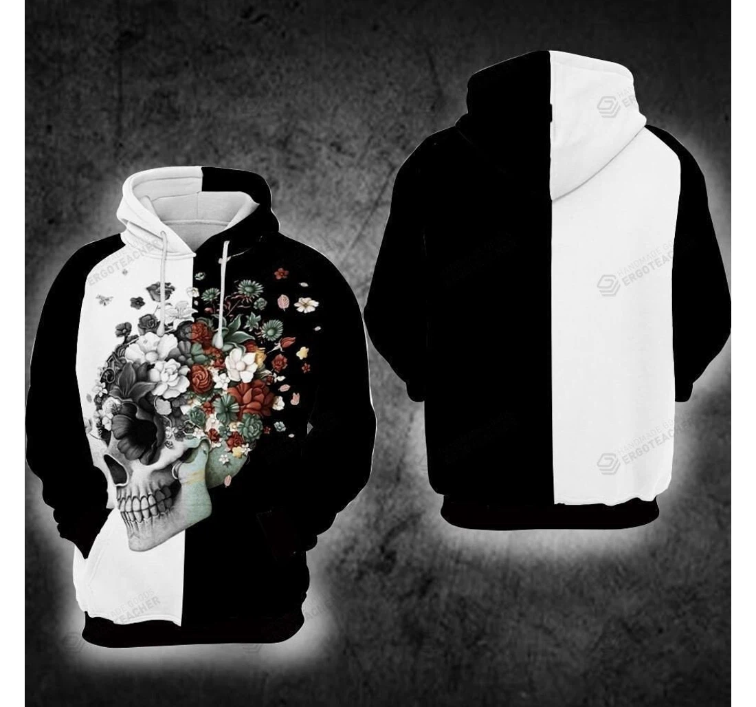 Personalized Skulls With Flowers - 3D Printed Pullover Hoodie