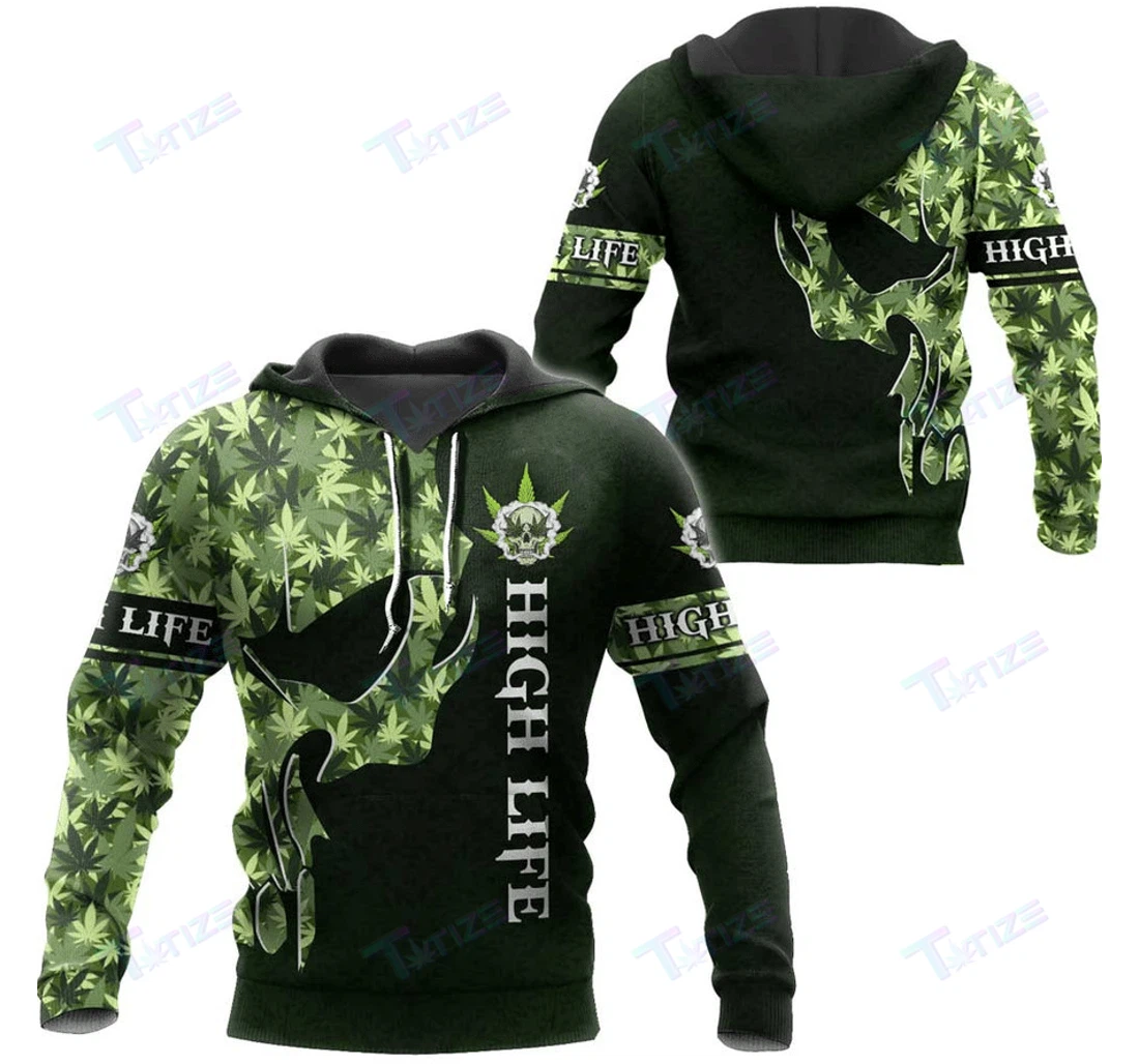 Personalized Skull Weed Green All Zip- Up - 3D Printed Pullover Hoodie
