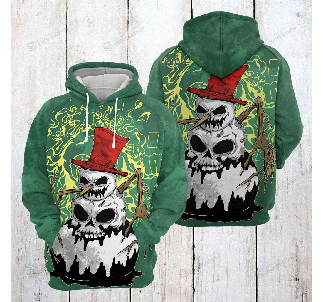 Personalized Snowman Skull - 3D Printed Pullover Hoodie
