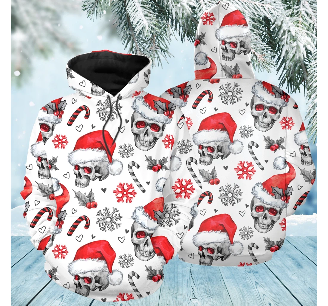 Personalized Christmas Skull Sk-3dh-t - 3D Printed Pullover Hoodie