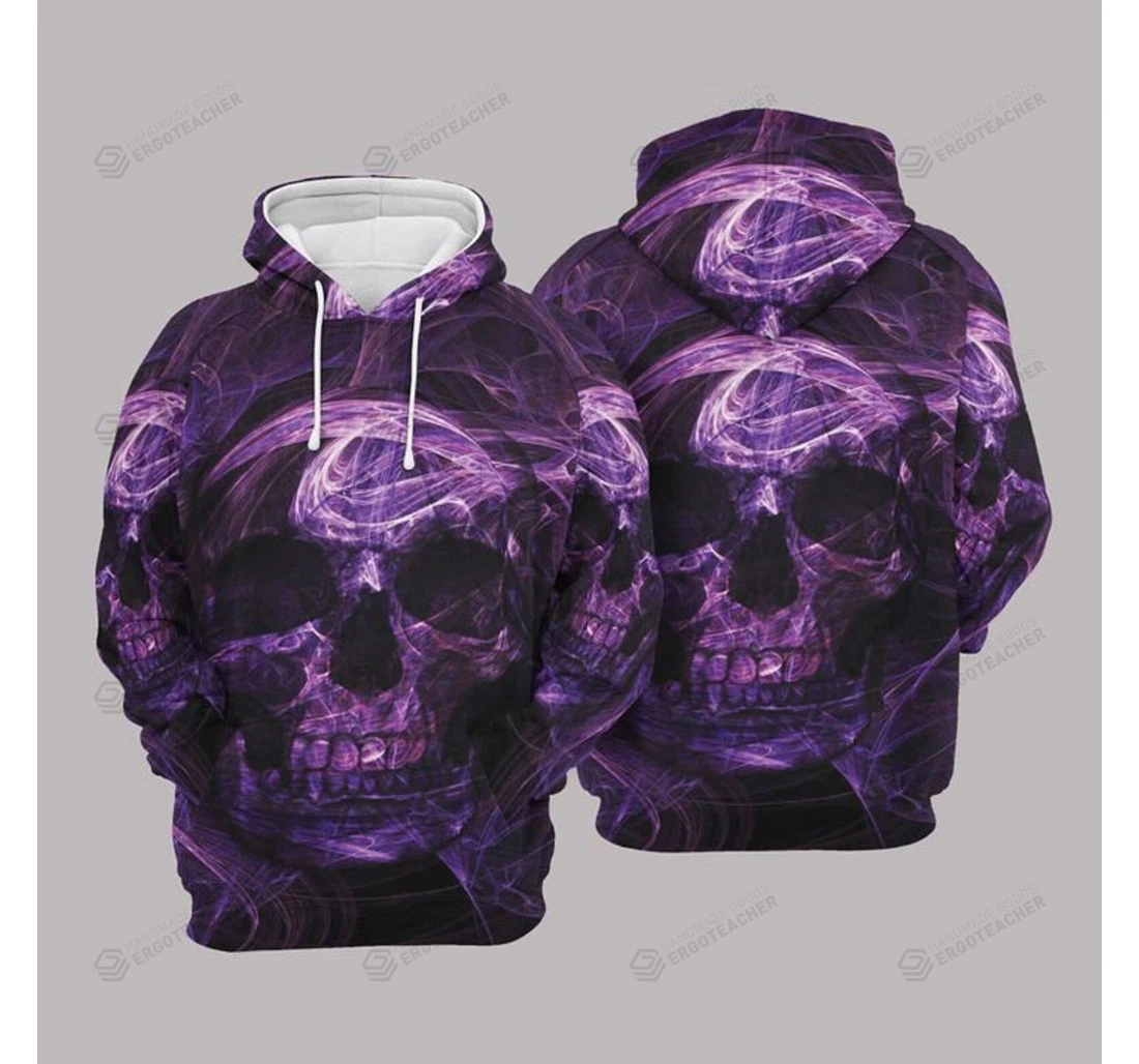 Personalized Skull Purple - 3D Printed Pullover Hoodie