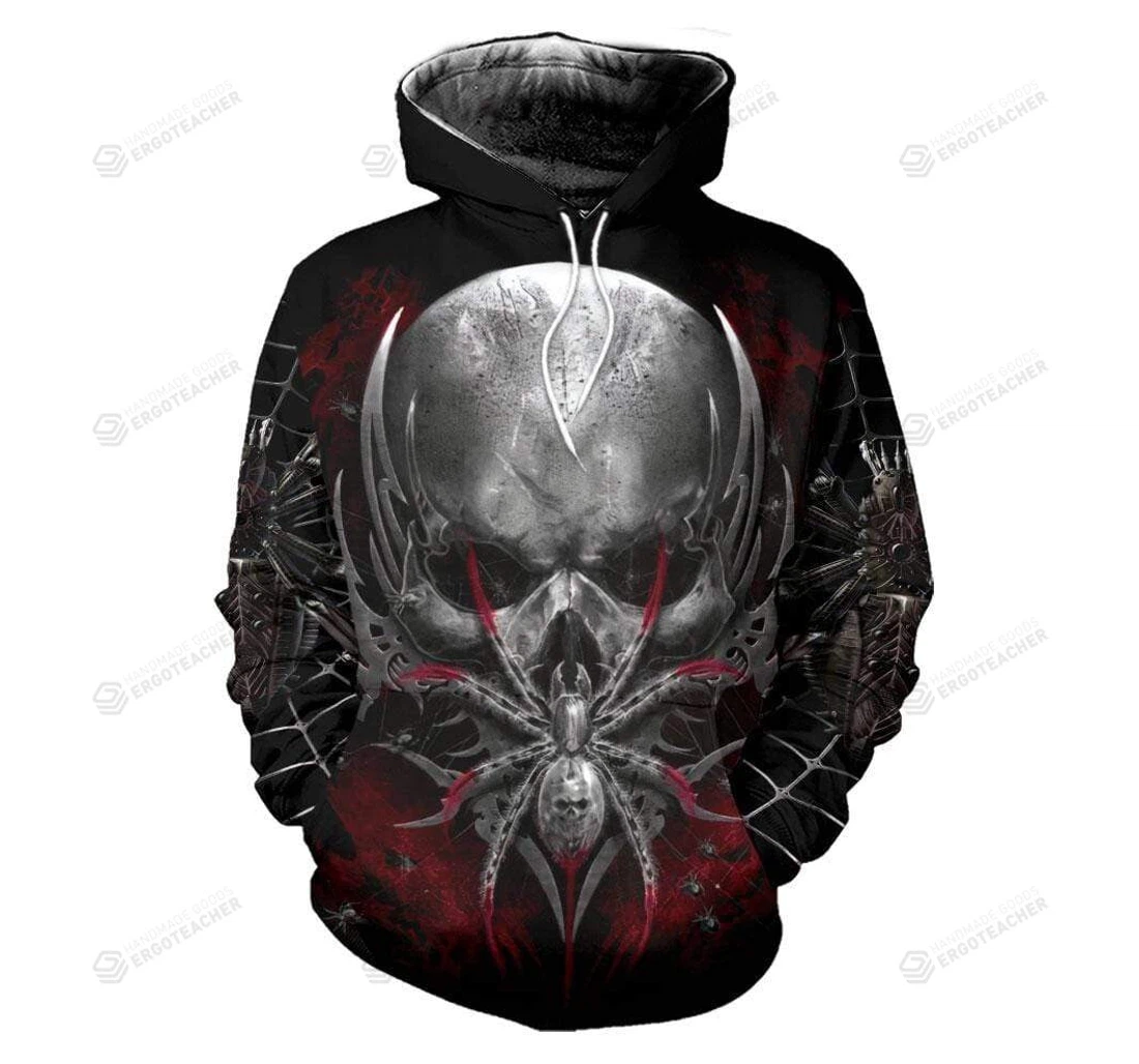 Personalized Spider Skull Cool All Zip- Up - 3D Printed Pullover Hoodie