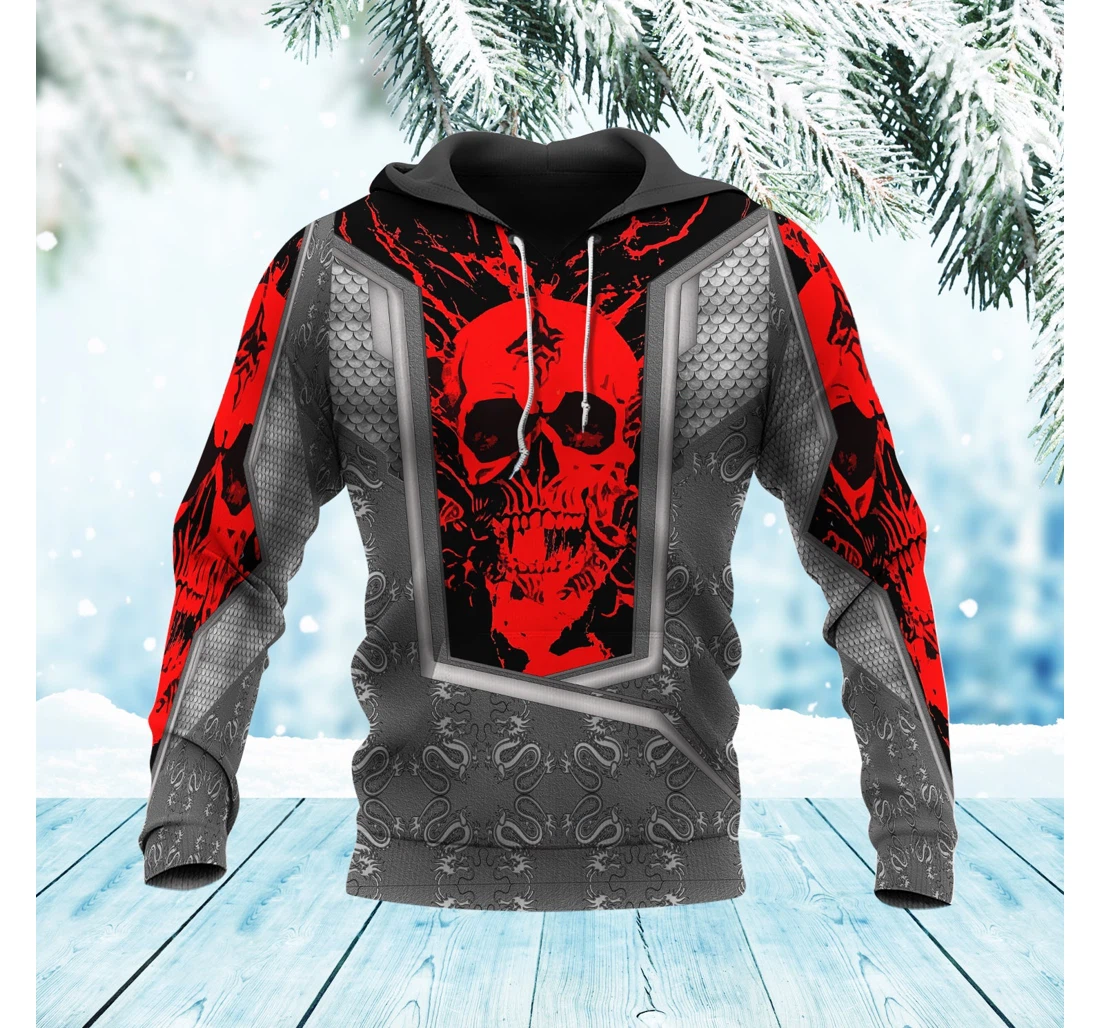 Personalized Red Skull Sk-3dh- Ks - 3D Printed Pullover Hoodie