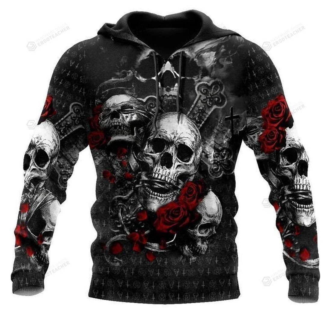 Personalized Skulls On The Roses Zip- Up - 3D Printed Pullover Hoodie