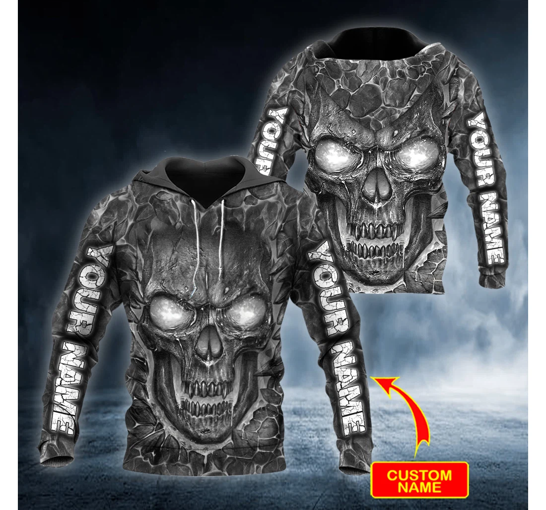 Grey Lava Blast Skull Personalized - 3D Printed Pullover Hoodie