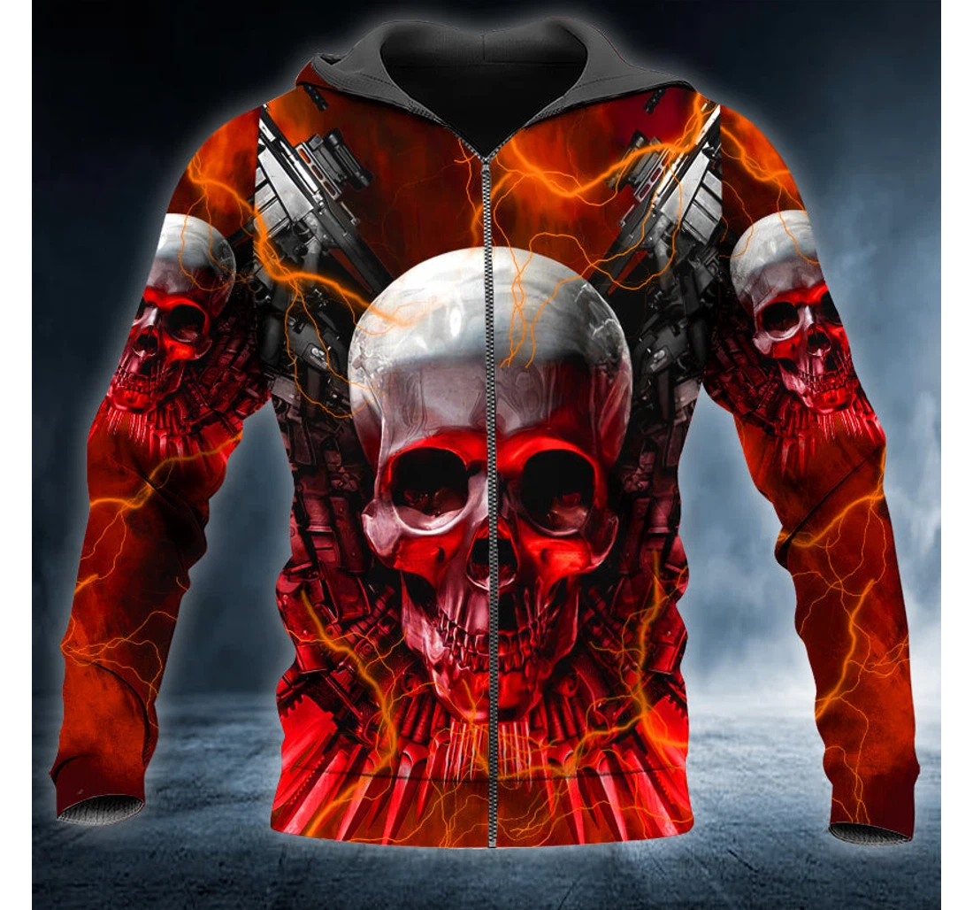 Personalized Zip Hoodie - Red Expendables Winged Skull - 3D Printed