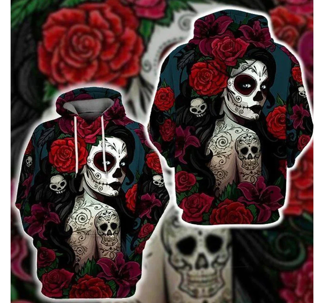 Personalized Sugar Skull Lover - 3D Printed Pullover Hoodie