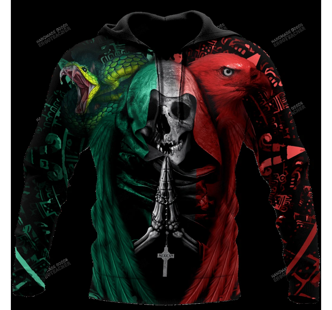 Personalized Mexican Aztec Skull All Zip- Up - 3D Printed Pullover Hoodie