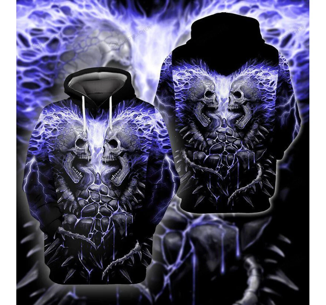 Personalized Lightning Rock Skull - 3D Printed Pullover Hoodie