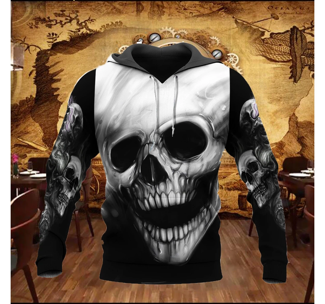 Personalized Skull Smoke Illusion Sk-3dh- - 3D Printed Pullover Hoodie