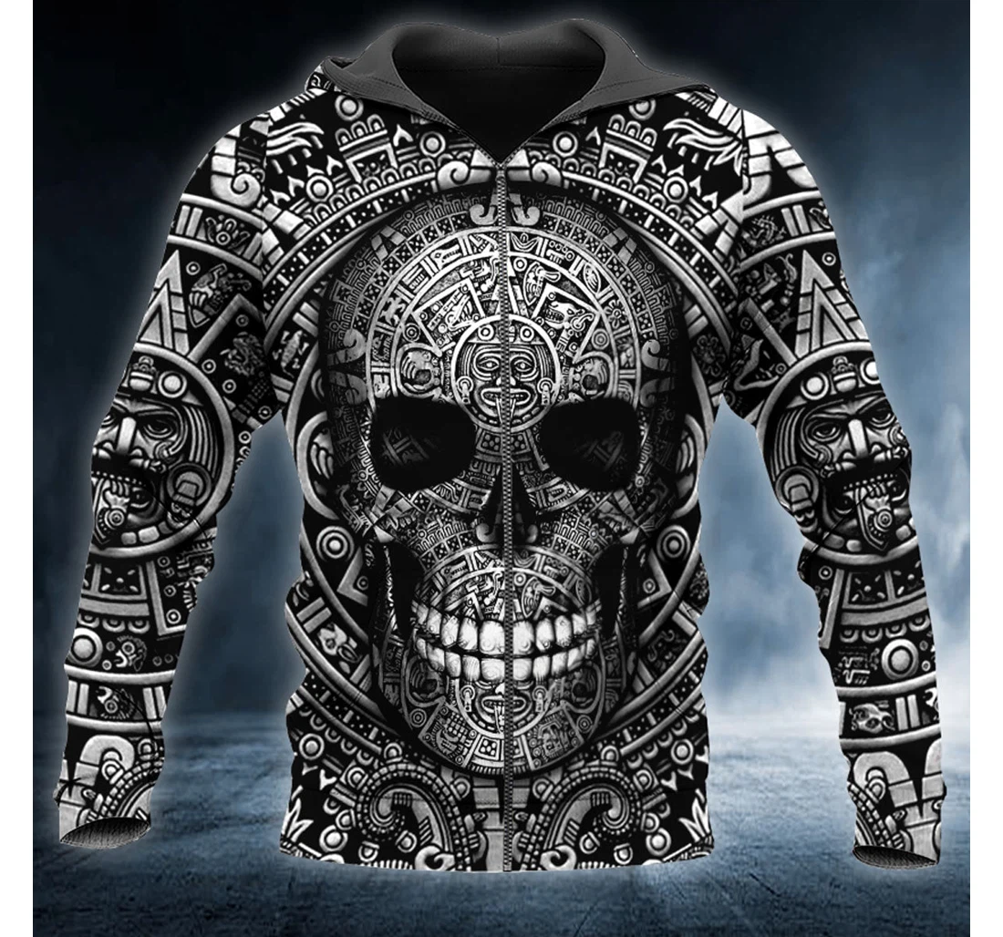Personalized Aztec Calender Skull - 3D Printed Pullover Hoodie