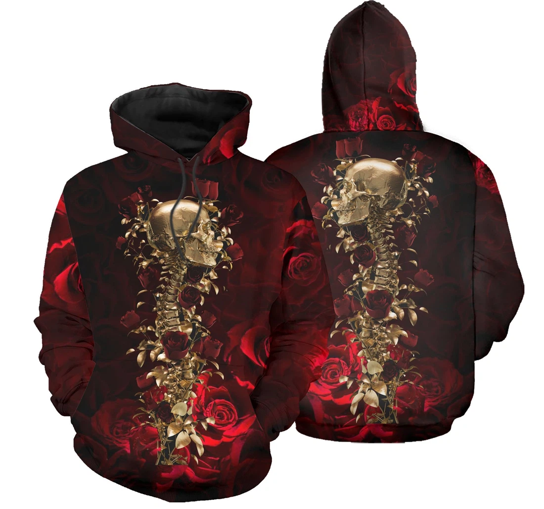 Personalized Skull Cane Gold Sk-cgt- - 3D Printed Pullover Hoodie