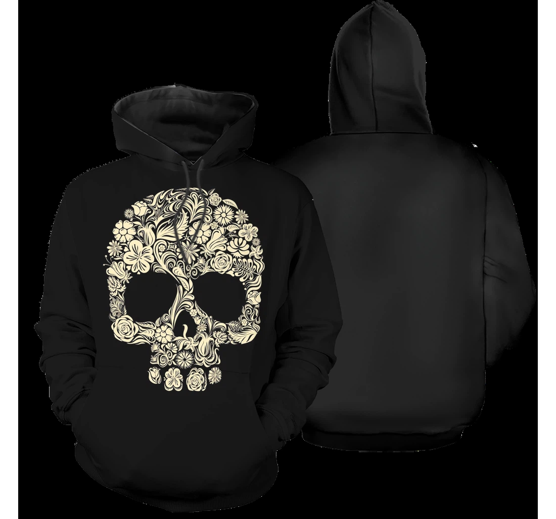 Personalized Skull4 Pattern Floral - 3D Printed Pullover Hoodie