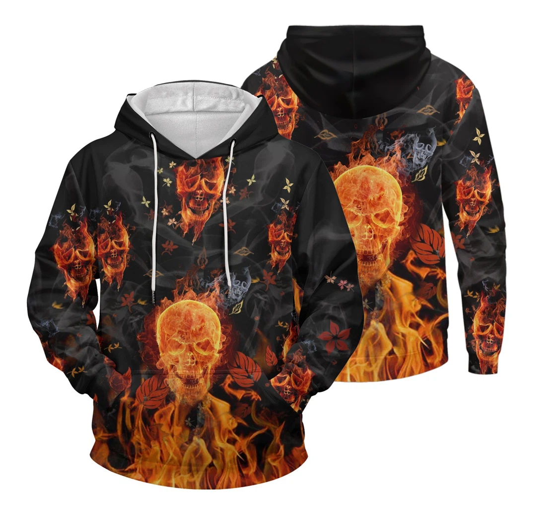 Personalized Skull Flame Sk-3dh- Ps - 3D Printed Pullover Hoodie