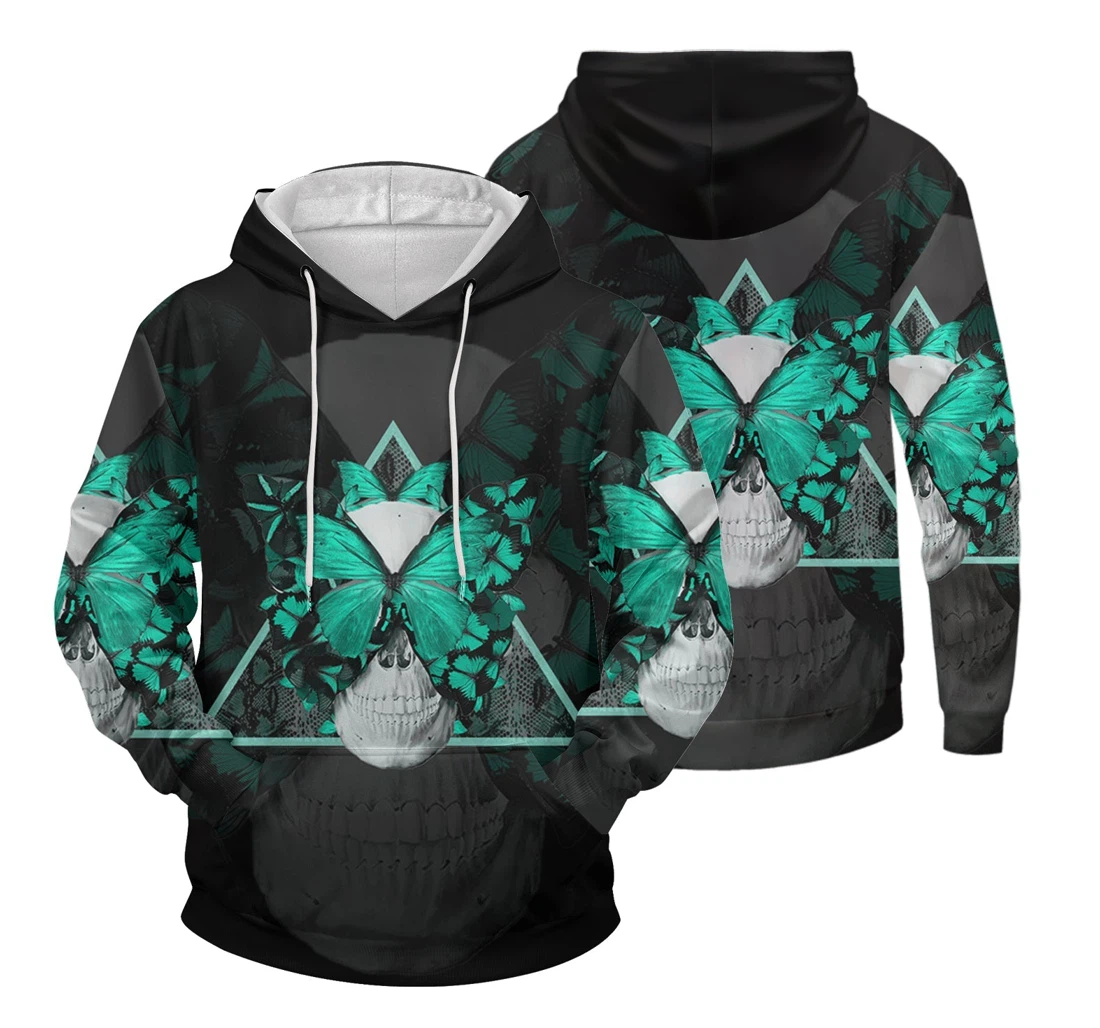 Personalized Skull Butterfly Sk-3dh- Qs - 3D Printed Pullover Hoodie