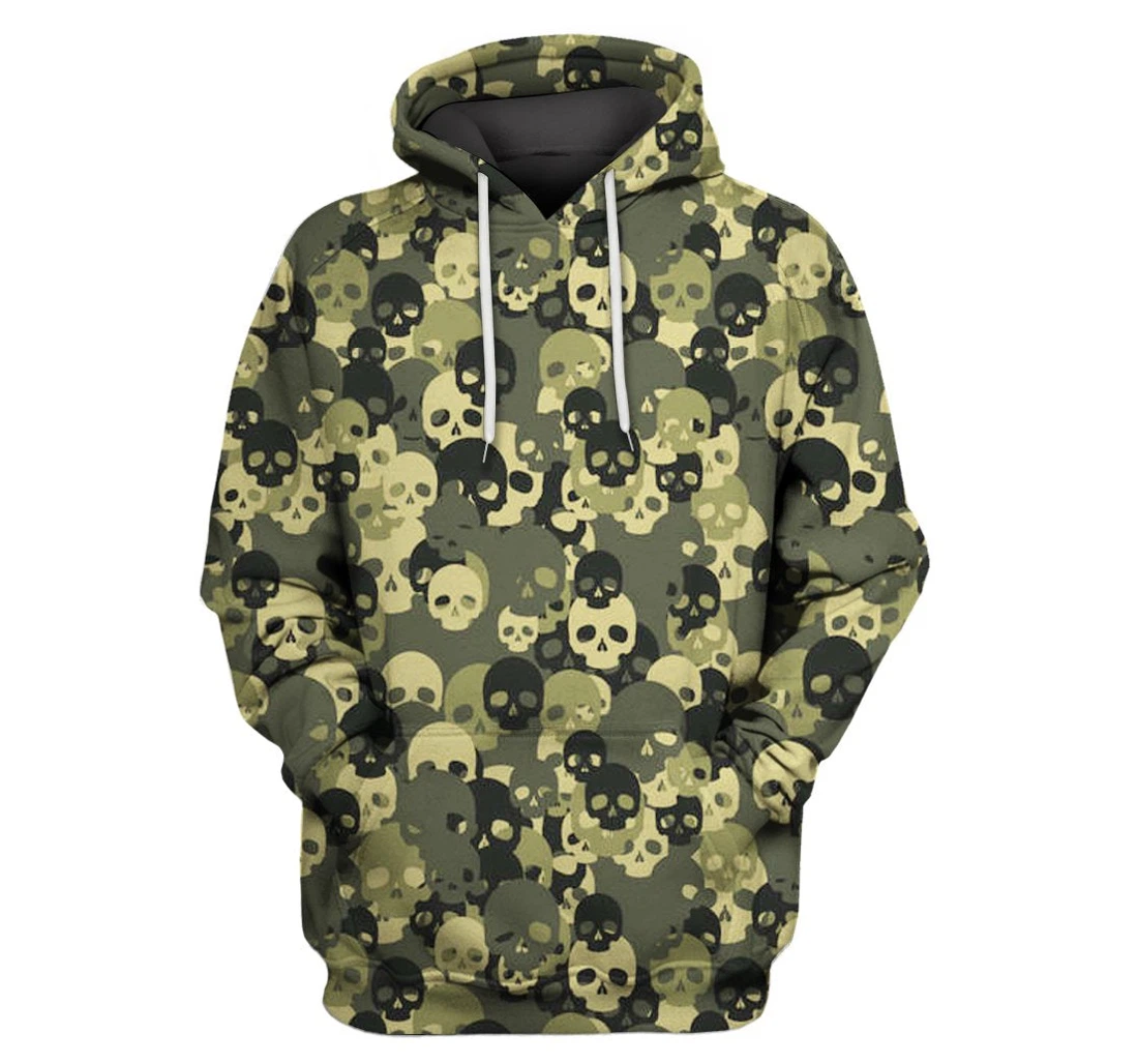 Personalized Skull Camo Sk-3dh-q2 - 3D Printed Pullover Hoodie