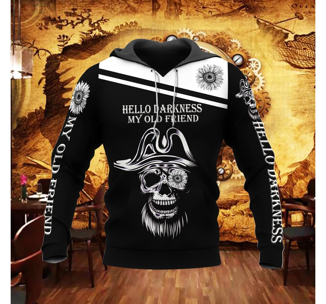 Personalized Sunflower Hello Darkness My Old Friend Skull Sk-3dh-0k - 3D Printed Pullover Hoodie