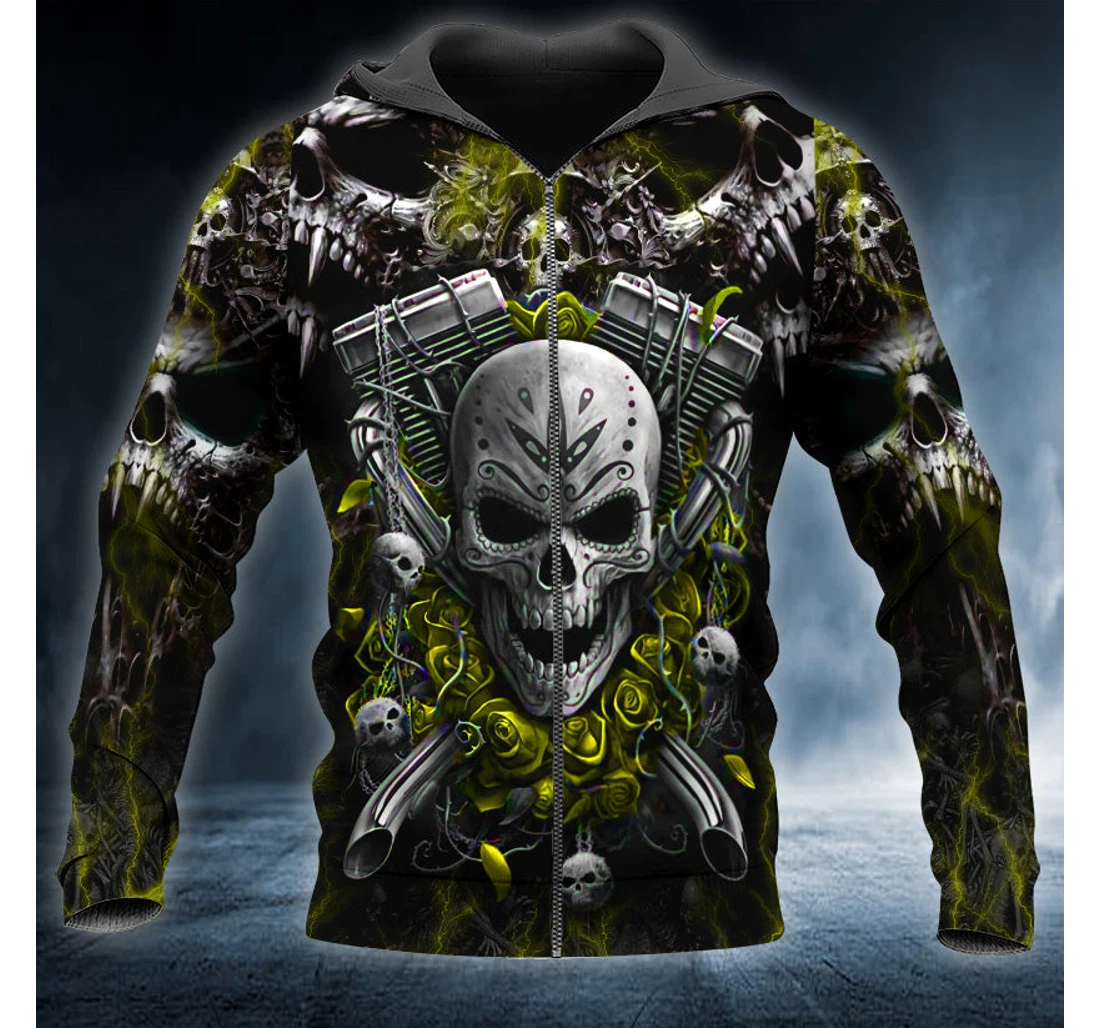 Personalized Gold Rider Skull - 3D Printed Pullover Hoodie