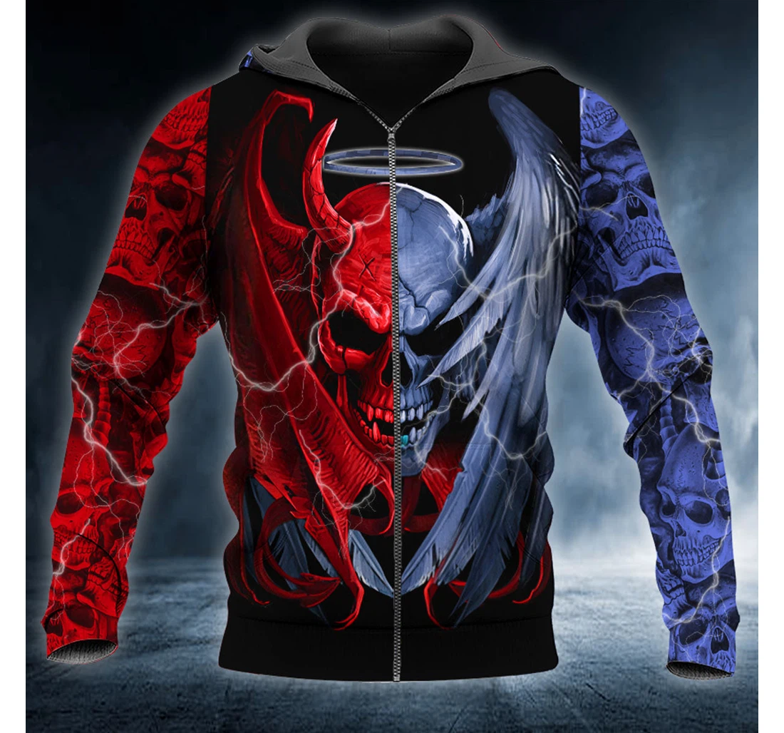 Personalized Demon Heaven Hell Skull - 3D Printed Pullover Hoodie
