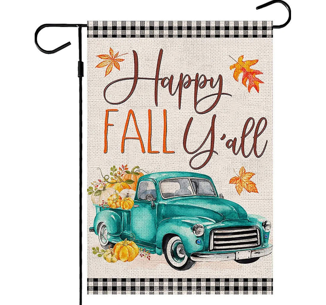 Happy Fall Yall Fall Outside, Fall , Resistant, Fall Truck Seasonal Printed Both-Sides, UV And Fade - Resistant Flag