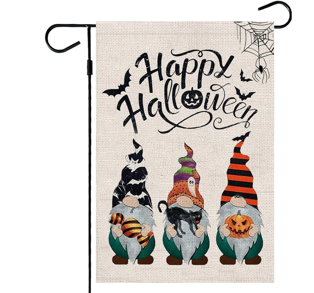 Happy Halloween Gnome Halloween Halloween Lawn Seasonal Printed Both-Sides, UV And Fade - Resistant Flag