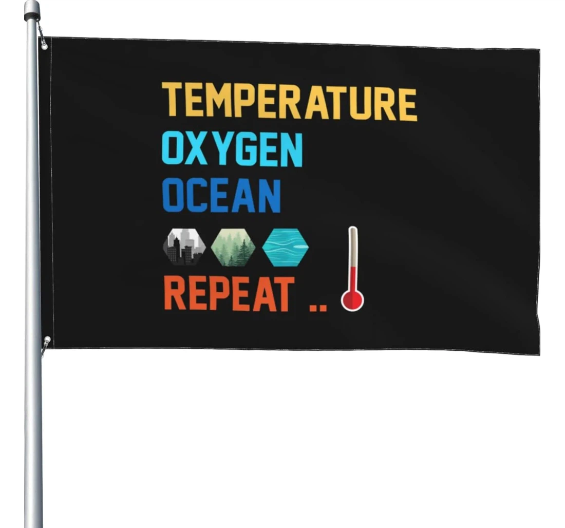 Terraforming Mars Temperature, Oxygen, Ocean, Repeat Slogan Feet Printed Both-Sides, UV And Fade - Resistant Flag