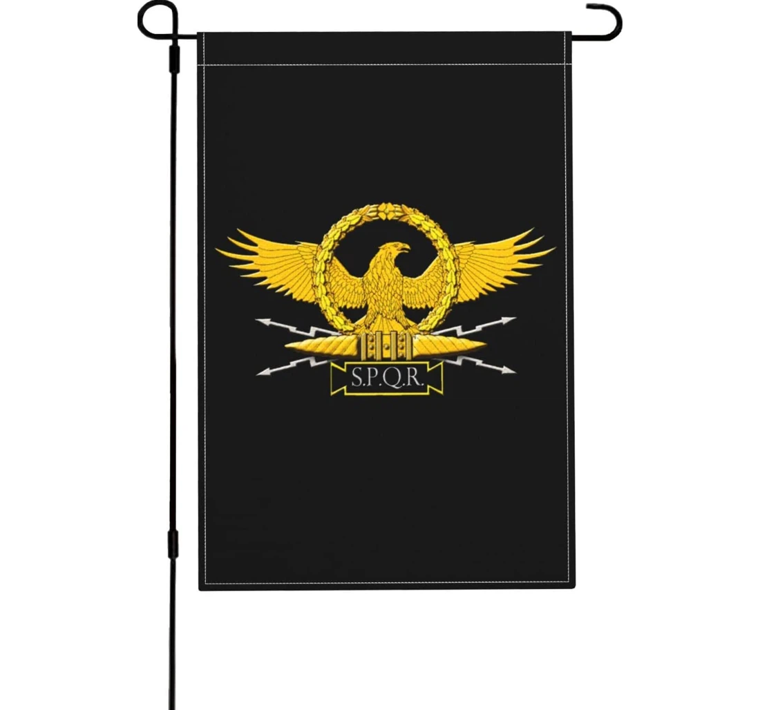 Gold Roman Imperial Eagle Spqr Printed Both-Sides, UV And Fade - Resistant Flag