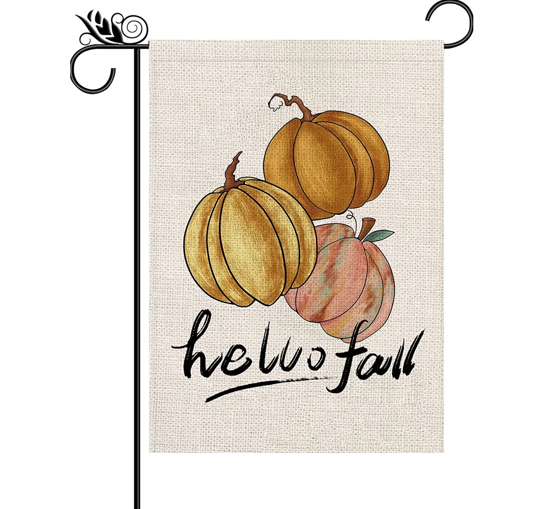 Fall Hello Pumpkin Autumn Printed Both-Sides, UV And Fade - Resistant Flag