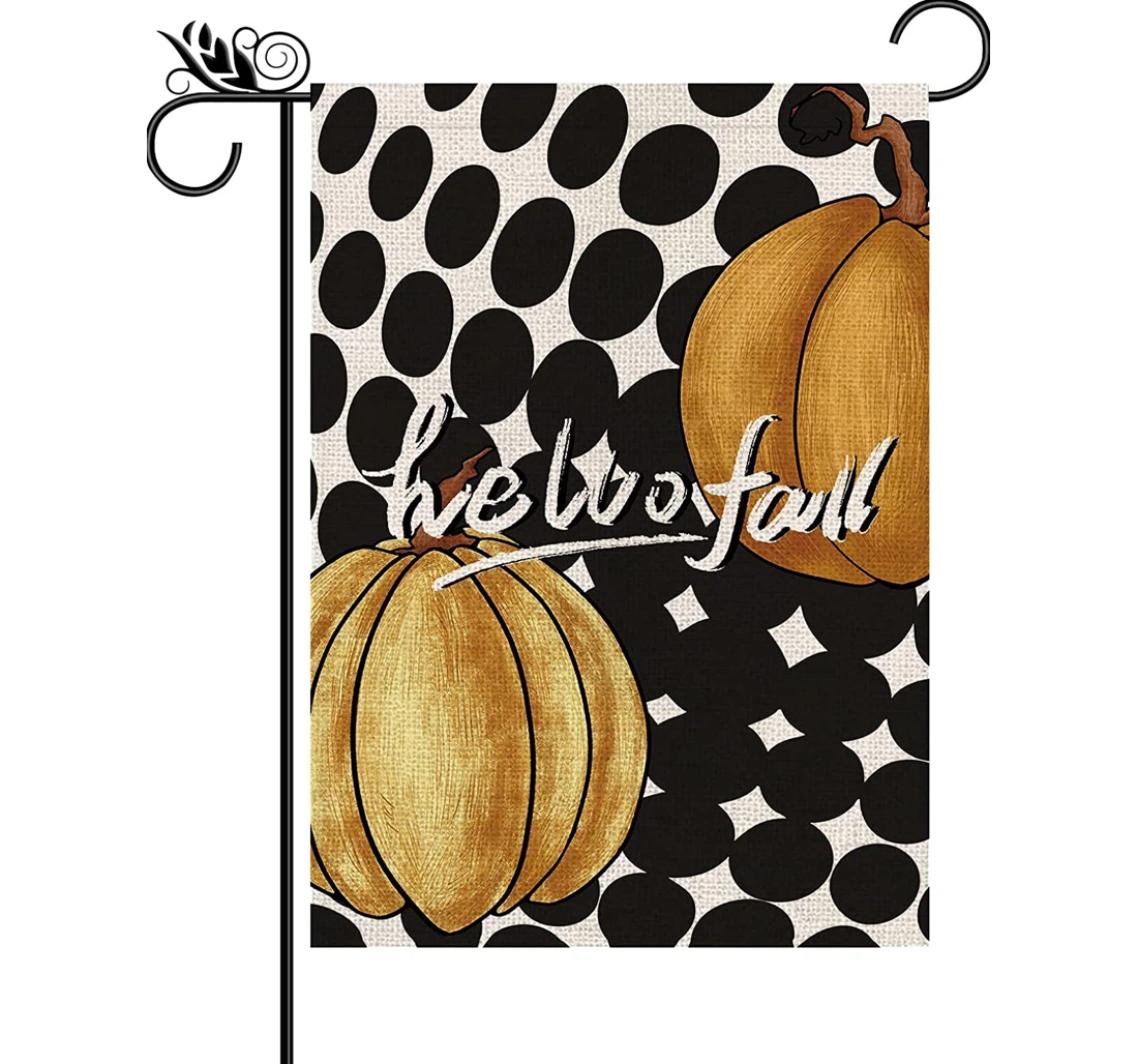 Fall Hello Pumpkin Autumn Printed Both-Sides, UV And Fade - Resistant Flag