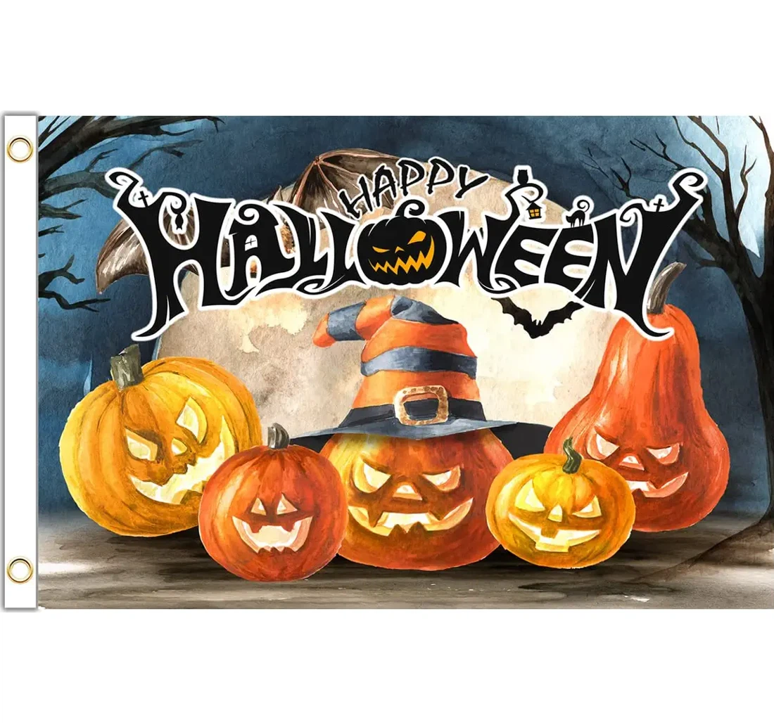 Happy Halloween Printed Both-Sides, UV And Fade - Resistant Flag