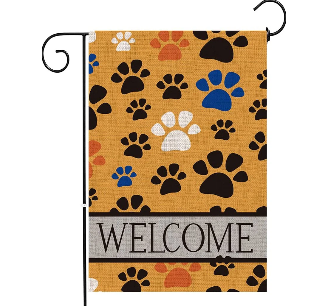 Cute Dog Footprints Paw Giftsanimal Lover, Personalized Printed Both-Sides, UV And Fade - Resistant Flag