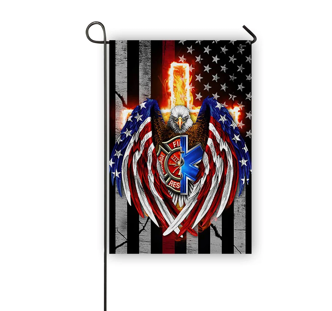American Firefighter Emt Eagle Firefighter Us Firefighter 625 Printed Both-Sides, UV And Fade - Resistant Flag