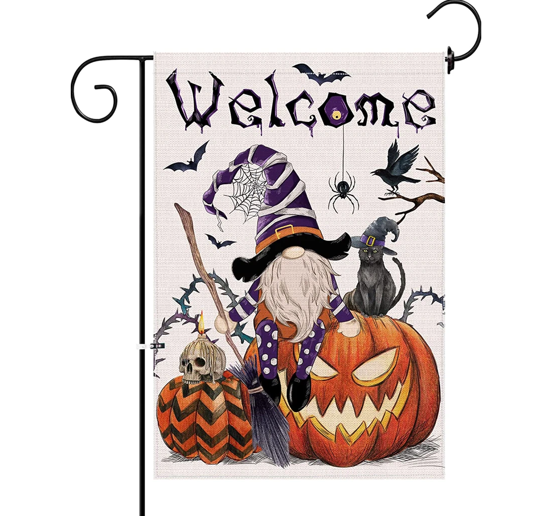 Teacenity Halloween Inch, Witch Gnome Halloween Festive Halloween Printed Both-Sides, UV And Fade - Resistant Flag