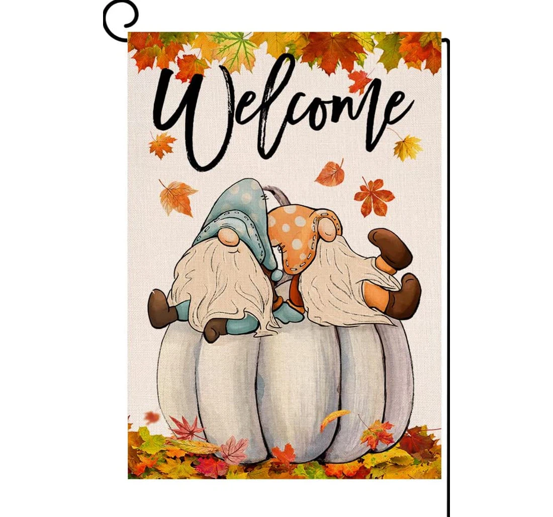 Fall Pumpkin Autumn Maple Leaves Gnomes Thanksgiving Bw181 Printed Both-Sides, UV And Fade - Resistant Flag