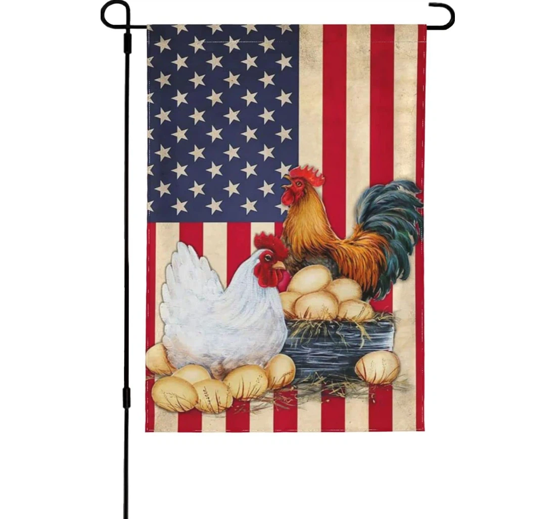 In Chicken Coop American Us Samll Summer Outside，garden，yard，house Printed Both-Sides, UV And Fade - Resistant Flag
