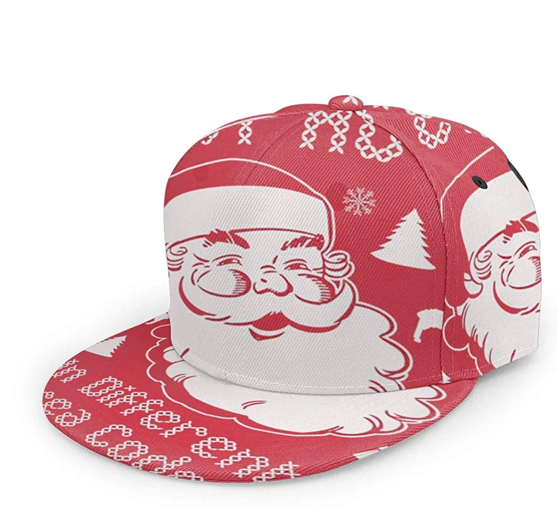 Personalized Santa Claus Mens Fashion Flat Brim Unisex Snapback, Classic Baseball Cap
