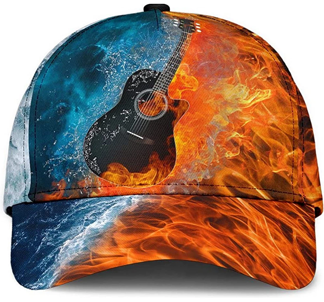 Personalized Guitar Fire And Water Pattern Unisex Snapback, Classic Baseball Cap