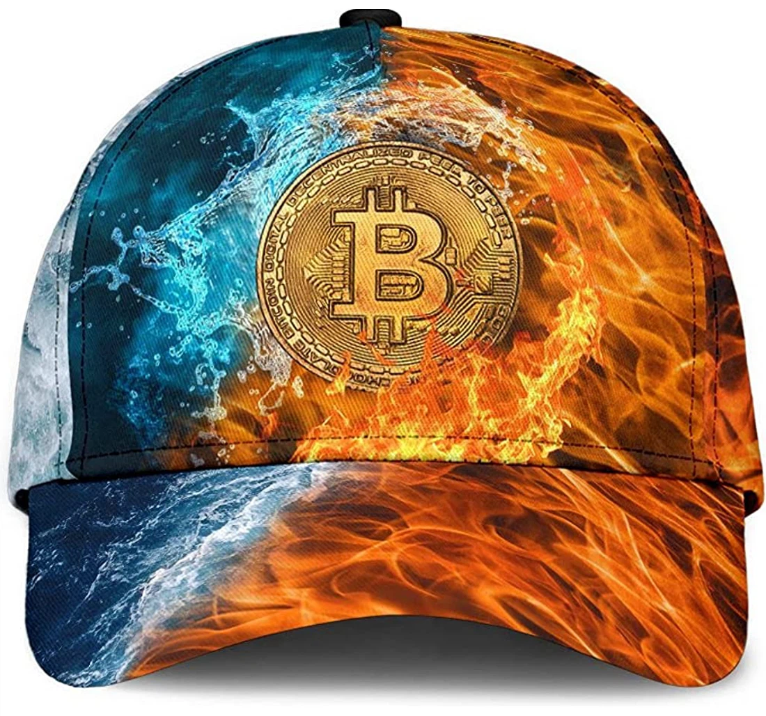 Personalized Crypto Fire And Water Pattern Unisex Snapback, Classic Baseball Cap