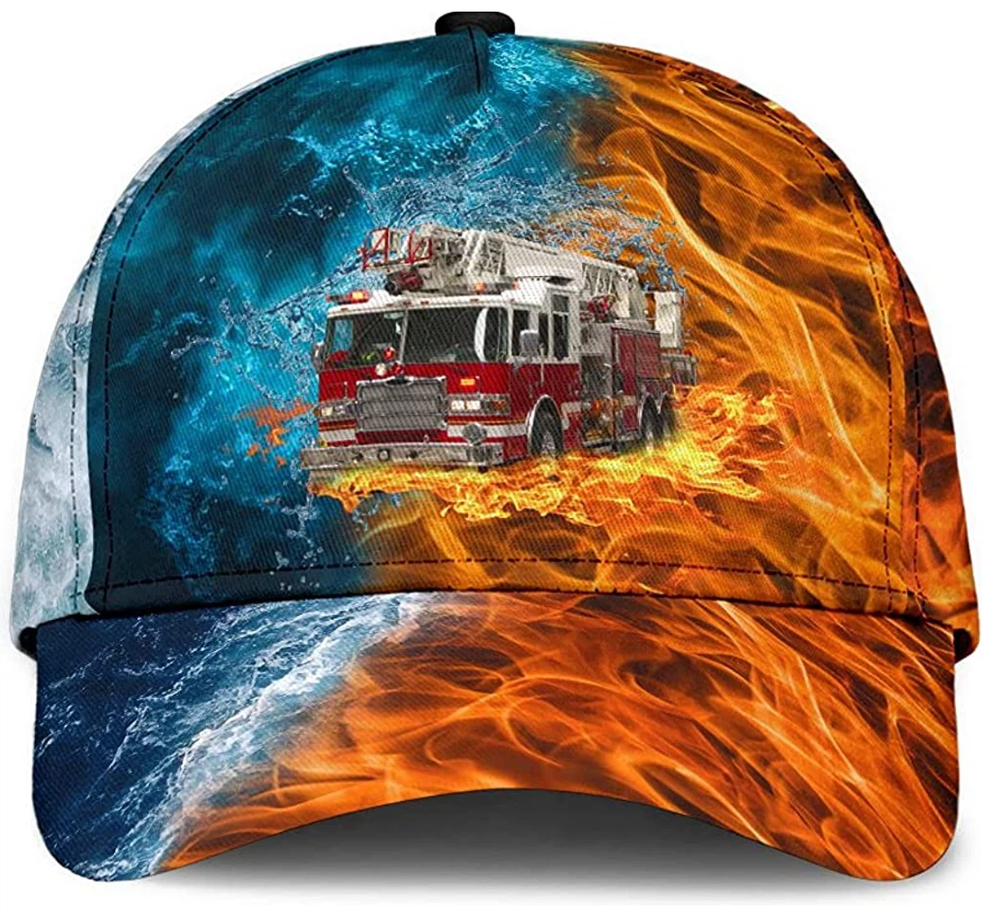 Personalized Firefighter Fire And Water Pattern Unisex Snapback, Classic Baseball Cap