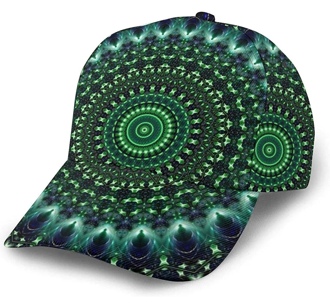 Personalized Indian Mandala Green Unisex Snapback, Classic Baseball Cap