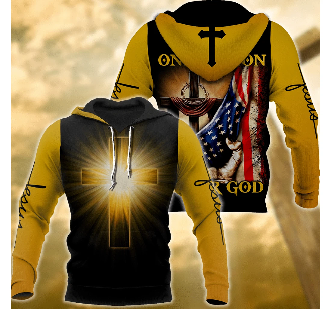 Personalized Easter God Jesus One Nation Under God Jesus Christian - 3D Printed Pullover Hoodie