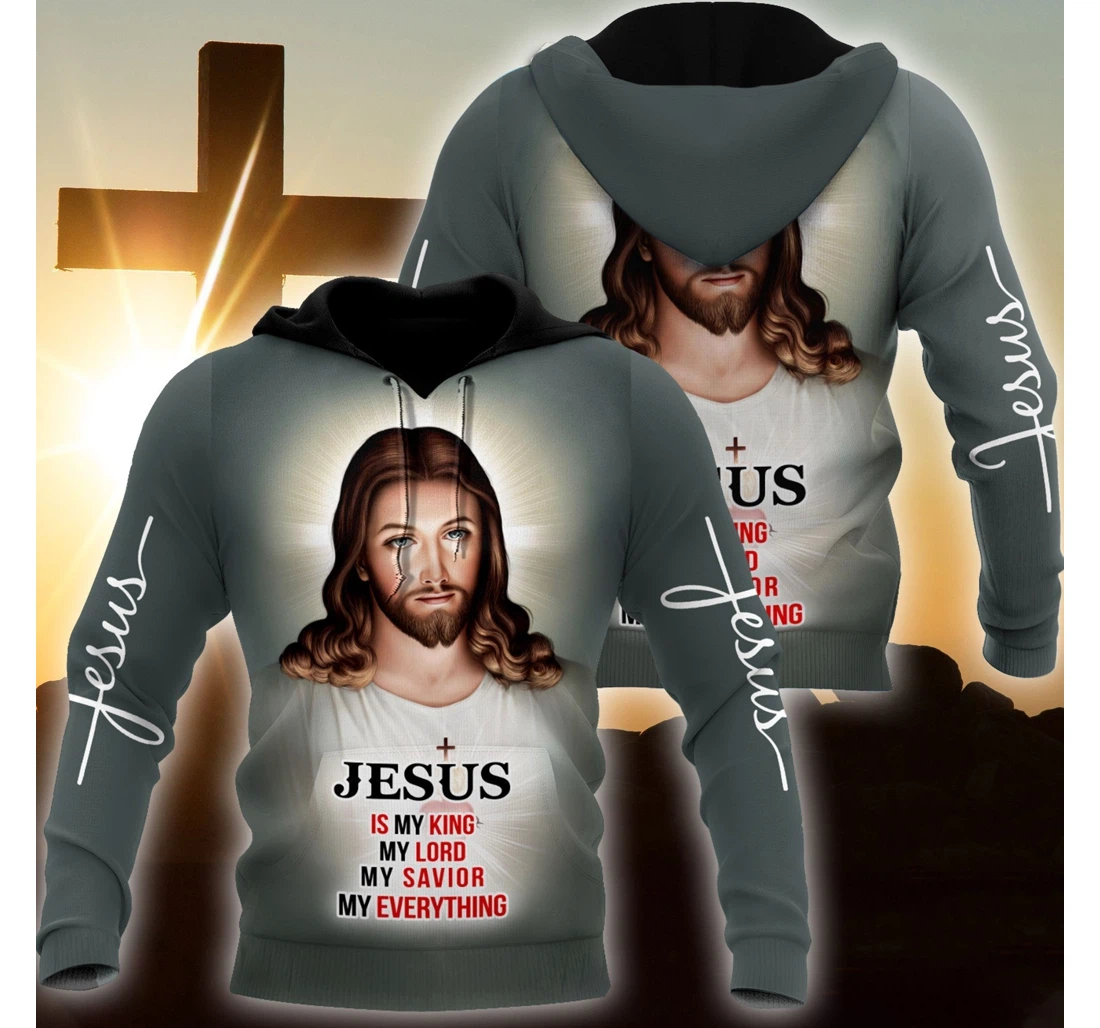 Personalized Jesus Christ Jesus Is My King Jesus Christian - 3D Printed Pullover Hoodie