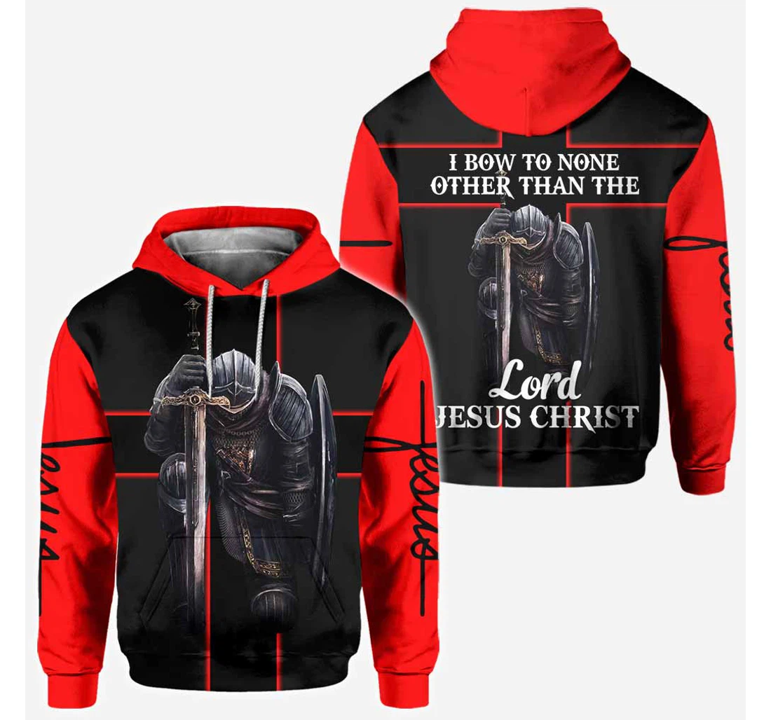 Personalized Lord Jesus Christ Knight Templar Christian - 3D Printed Pullover Hoodie