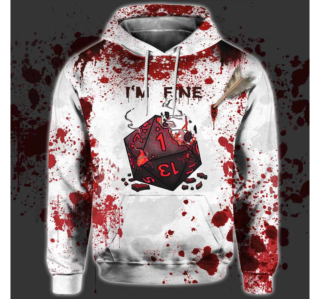 Personalized I'm Fine Rpg - 3D Printed Pullover Hoodie