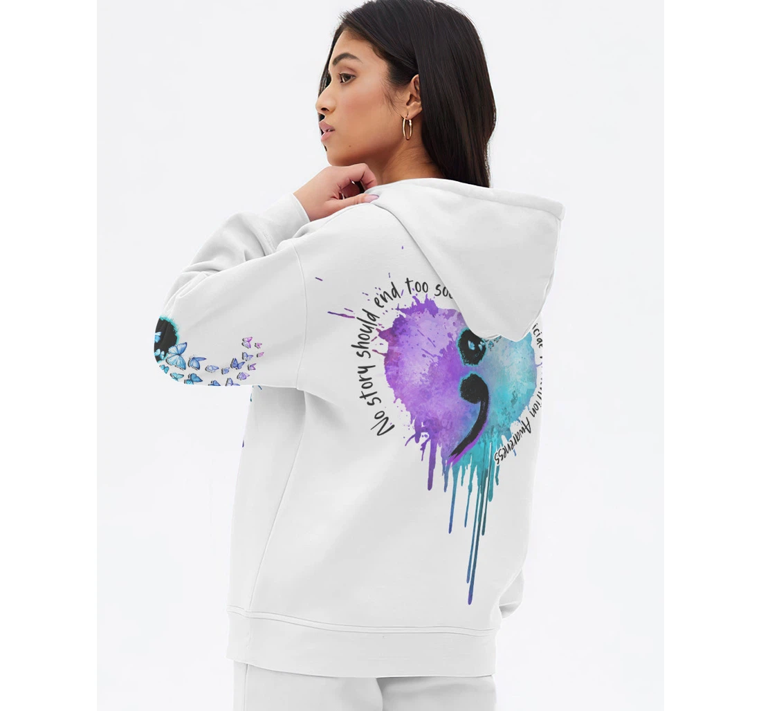 Personalized No Story Should End Too Soon Heart Suicide Prevention - 3D Printed Pullover Hoodie