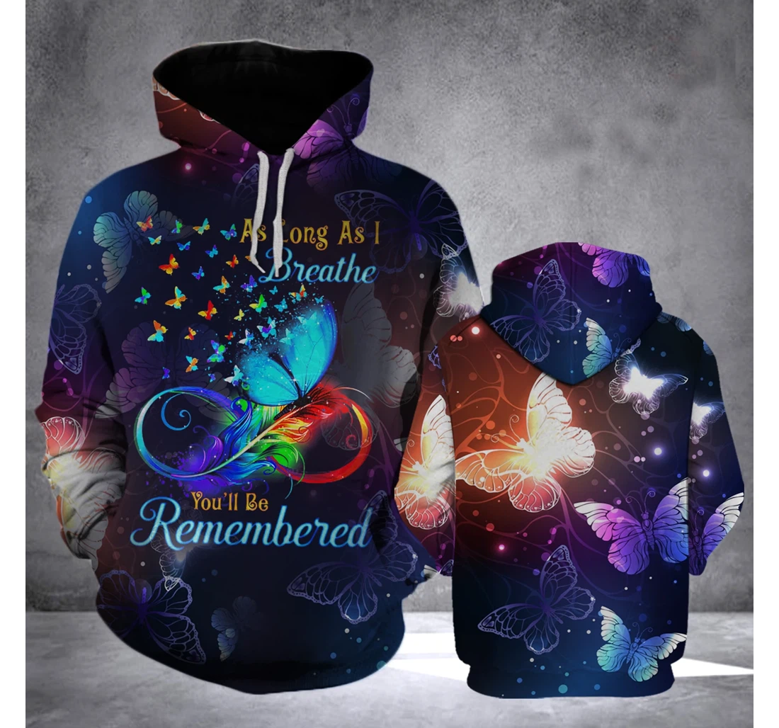 Personalized As Long As I Breathe You'll Be Remembered Suicide Prevention - 3D Printed Pullover Hoodie