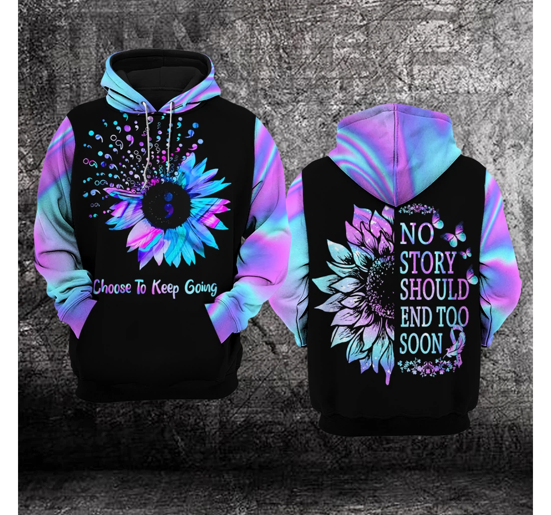 Personalized No Story Should End Too Soon Suicide Prevention - 3D Printed Pullover Hoodie