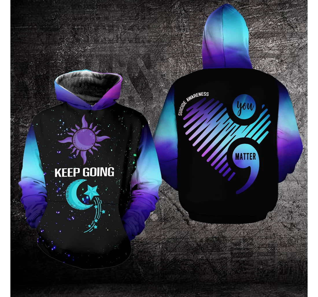 Personalized Keep Going Suicide Prevention - 3D Printed Pullover Hoodie