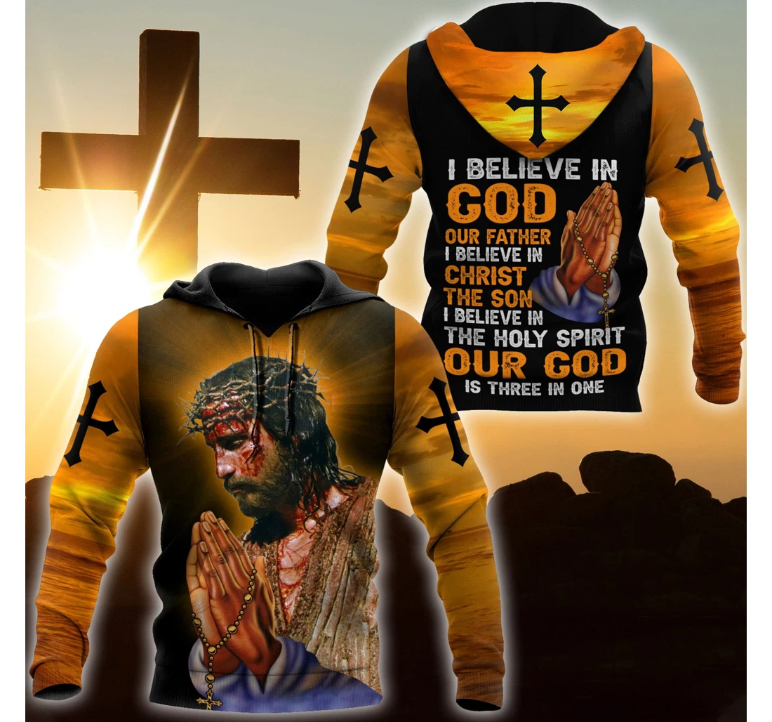 Personalized I Believe In God Our Father Jesus Christian - 3D Printed Pullover Hoodie